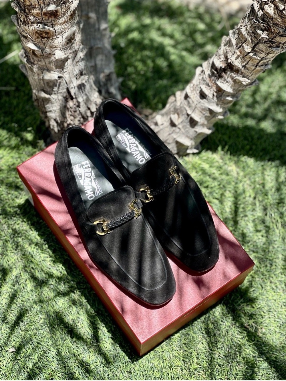 Salvatore Ferragamo Black Suede Mancini Bit Loafers Cross Men’s Dress Shoes - 9